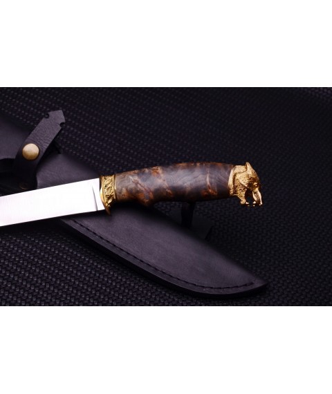Knife “Leader” wolf, burl handle, stainless steel