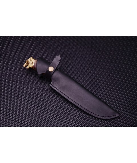 Knife “Leader” wolf, burl handle, stainless steel