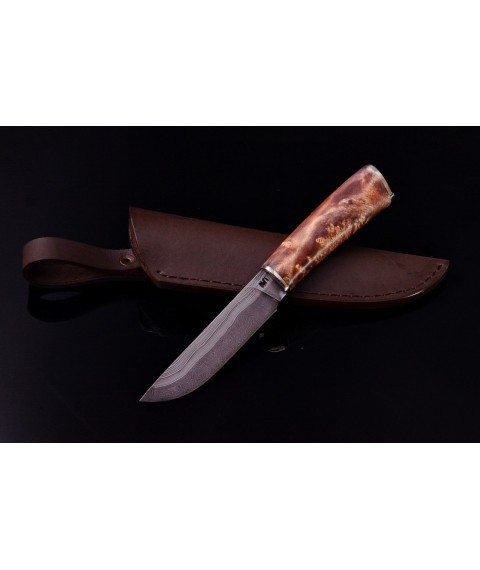 Author's knife "Luck" Damascus steel, horse horseshoe