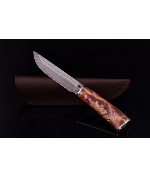 Author's knife "Luck" Damascus steel, horse horseshoe