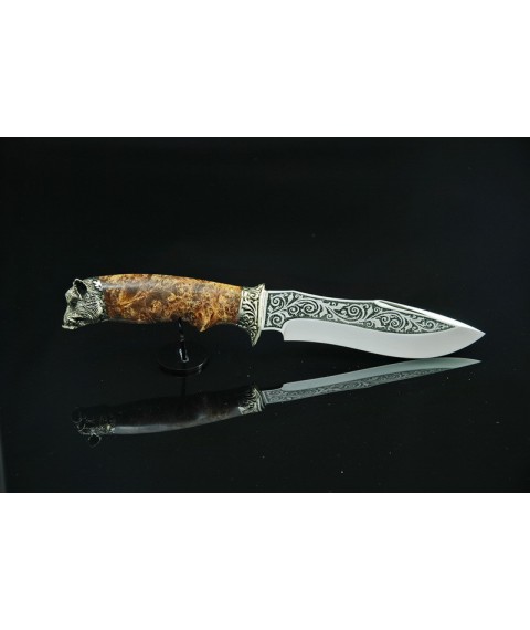 Author's knife with etching "Boar in a burl" stainless steel