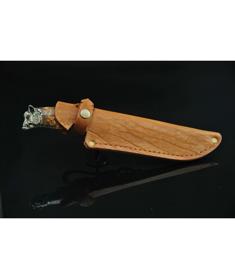 Author's knife with etching "Boar in a burl" stainless steel