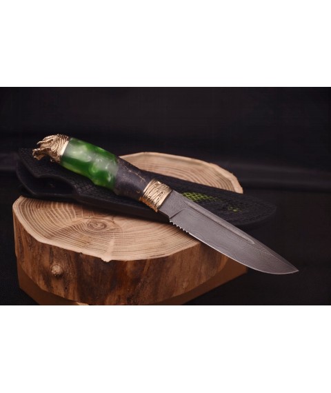 Handmade knife "Predator malachite" Damascus steel