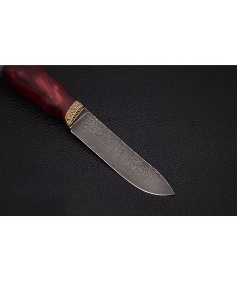 Мисливський авторскьий ніж "Бик" дамаська сталь, гібрид