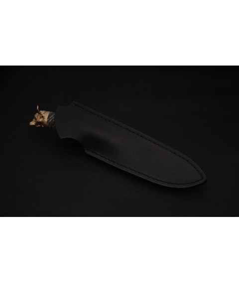 Мисливський авторскьий ніж "Бик" дамаська сталь, гібрид