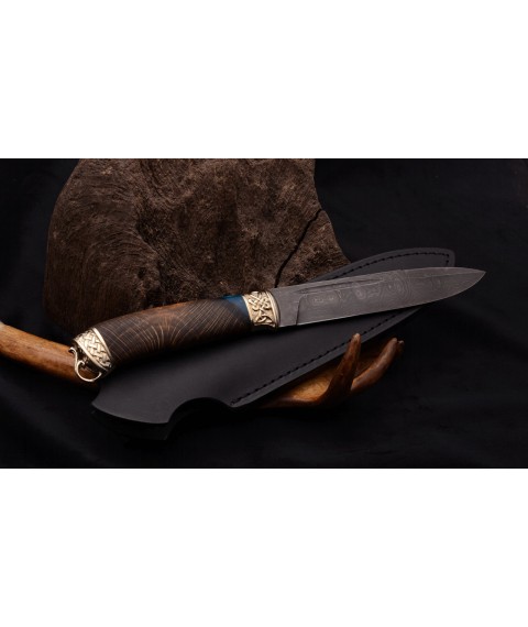 Handmade knife "Antique" Damascus steel, hybrid