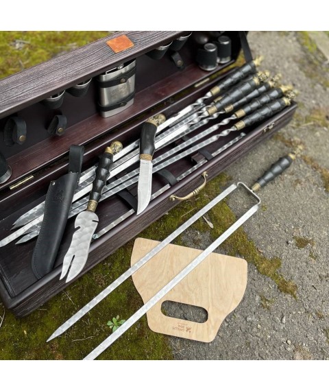 Gift set of skewers in a suitcase Cossack Gorillas BBQ