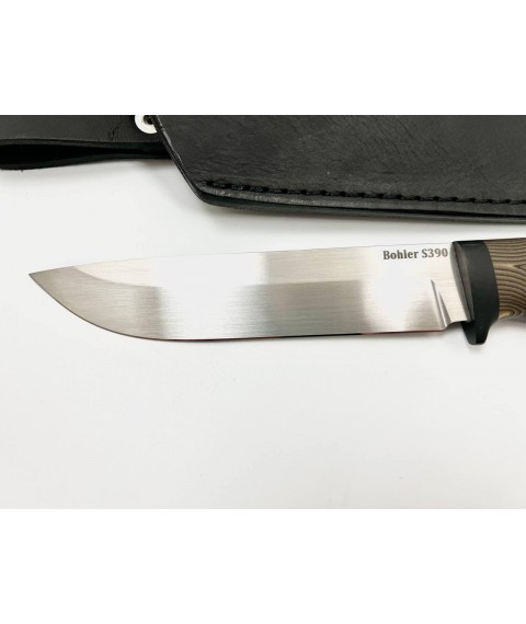 Нож ручной работы для охоты и рыбалки «Резак #1» с кожаными ножнами S390/69 HRC