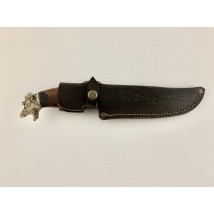 Handmade tourist knife for hunting and fishing “Elk” with leather sheath, awkward
