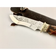 Нож ручной работы для охоты и рыбалки туристический «Морж» с кожаными ножнами нескладной