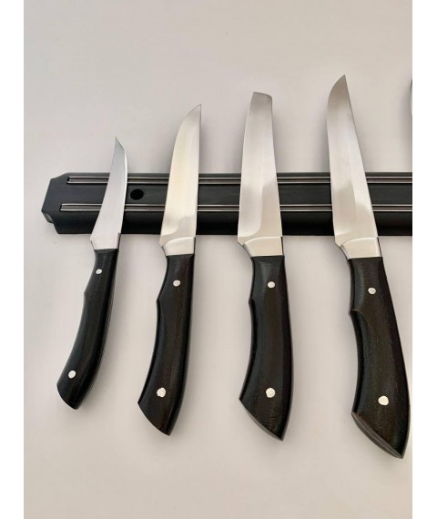 Набор кухонных ножей ручной работы «Пятёрка #1» чёрная рукоять, 65х13/57 HRC