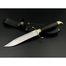 Боевой нож ручной работы «Финка #1» граб с кожаными ножнами нескладной 95Х18/58 HRC