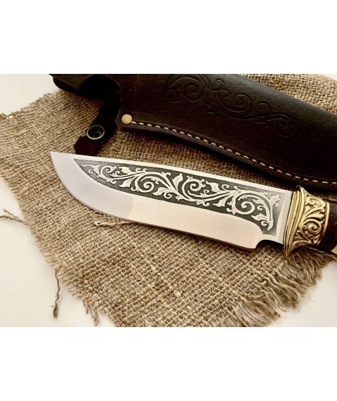 Эксклюзивный нож ручной работы для охоты и рыбалки туристический из рога оленя «Трофей #18» 95х18/58 HRC