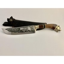 Нож ручной работы узбекского типа «Пчак #2» с кожаными ножнами 95х18/57-58 HRC
