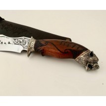 Нож ручной работы для охоты и рыбалки туристический «Тигр» 290 мм с кожаными ножнами нескладной