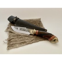 Handmade tourist knife for hunting and fishing “Walrus” 295 mm with leather sheath, awkward