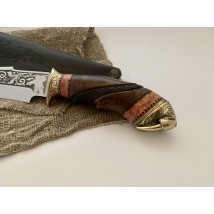 Нож ручной работы для охоты и рыбалки туристический «Морж» 295 мм с кожаными ножнами нескладной