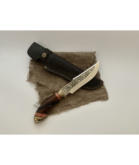 Handmade tourist knife for hunting and fishing “Walrus” 295 mm with leather sheath, awkward