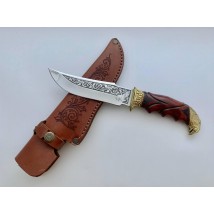 Нож ручной работы для охоты и рыбалки туристический «Орёл» 155 мм с кожаными ножнами нескладной