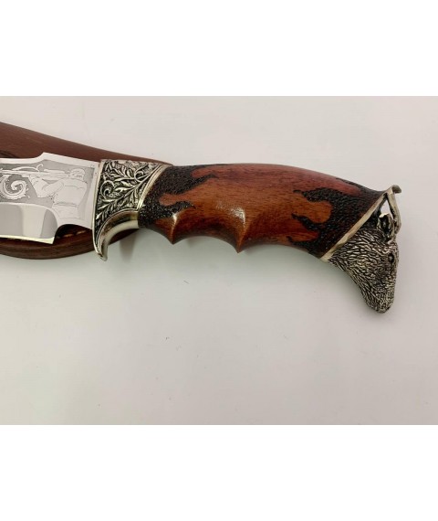 Нож ручной работы для охоты и рыбалки туристический «Олень» с кожаными ножнами нескладной