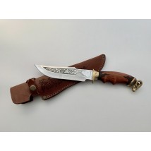 Handmade tourist knife for hunting and fishing “Argali” with leather sheath, awkward
