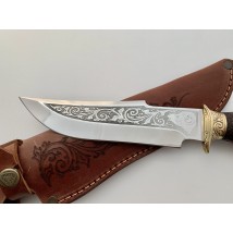 Handmade tourist knife for hunting and fishing “Argali” with leather sheath, awkward