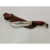 Handmade tourist knife for hunting and fishing “Cobra” with leather sheath, awkward
