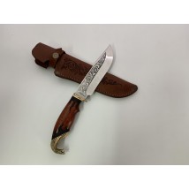 Нож ручной работы для охоты и рыбалки туристический «Кобра» с кожаными ножнами нескладной