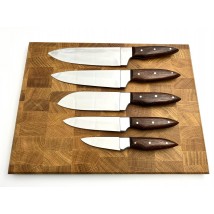 Кухонний набір ножів ручної роботи «Преміальний #1» коричнева рукоять, 50х14мф/58 HRC