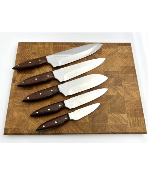 Кухонний набір ножів ручної роботи «Преміальний #1» коричнева рукоять, 50х14мф/58 HRC