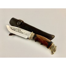 Handmade tourist knife for hunting and fishing “Eagle” 285 mm with leather sheath, awkward