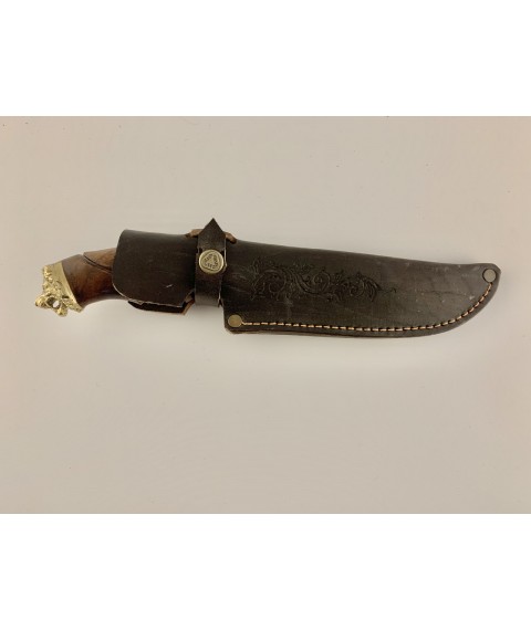 Handmade tourist knife for hunting and fishing “Lion” 295 mm with leather sheath, awkward