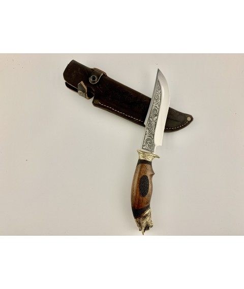 Handmade tourist knife for hunting and fishing “Lynx” 300 mm with leather sheath, awkward