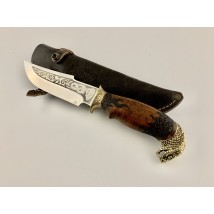 Нож ручной работы для охоты и рыбалки туристический «Кобра» 295 мм с кожаными ножнами нескладной