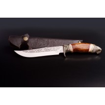 Эксклюзивный нож ручной работы для охоты и рыбалки туристический «Сова» с кожаными ножнами нескладной