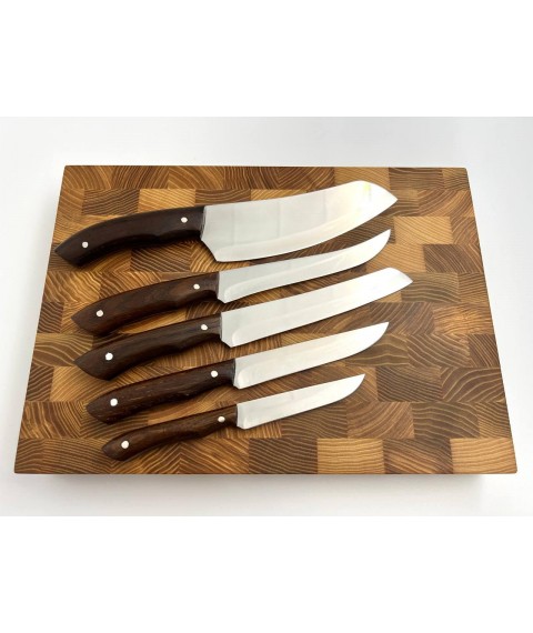 Set of handmade kitchen knives “Universal #1” brown handle, 65Х13/57 HRC