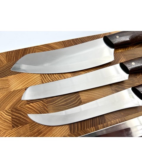 Set of handmade kitchen knives “Universal #1” brown handle, 65Х13/57 HRC
