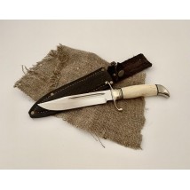 Боевой нож ручной работы «Финка #4» с рукоятью из рога лося с кожаными ножнами 95Х18