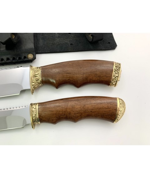 Ножи ручной работы для охоты и рыбалки туристический «Туристическая двойка» с кожаными ножнами нескладной