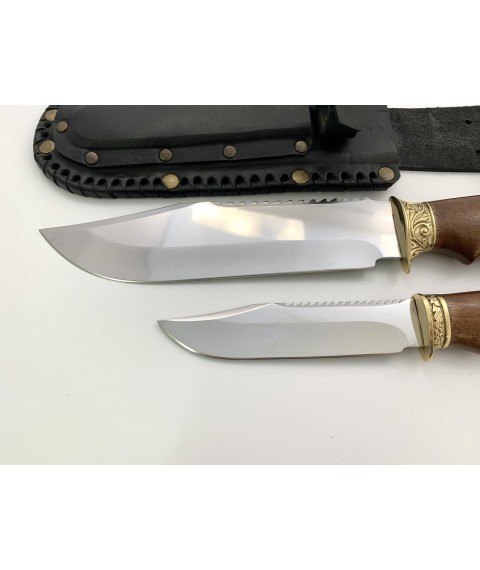 Handmade tourist knives for hunting and fishing “Tourist deuce” with leather sheath, awkward