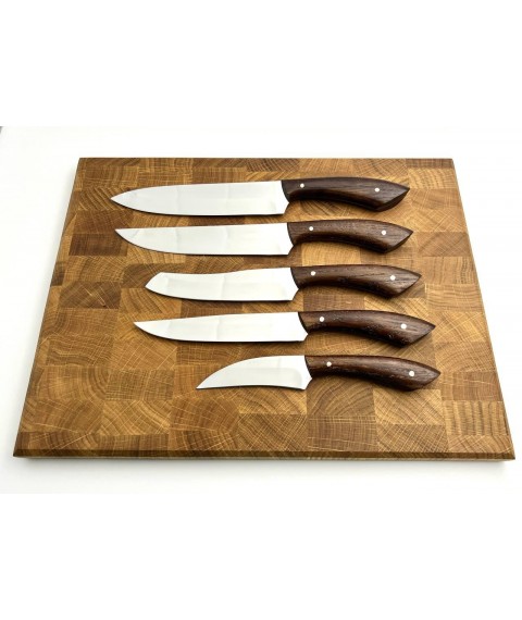 Набір кухонних ножів ручної роботи «Лисячий хвіст #1» коричнева рукоять, 65Х13/57 HRC