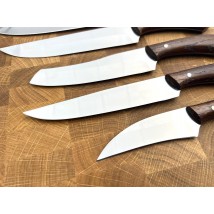 Set of handmade kitchen knives “Fox tail #1” brown handle, 65Х13/57 HRC