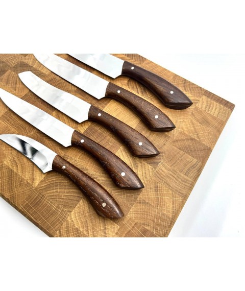 Набор кухонных ножей ручной работы «Лисий хвост #1» коричневая рукоять, 65Х13/57 HRC