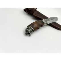 Handmade tourist knife for hunting and fishing “Celtic Bear” nickel silver with leather sheath, awkward