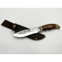 Нож ручной работы для охоты и рыбалки туристический «Кельтский Медведь» латунь с кожаными ножнами нескладной