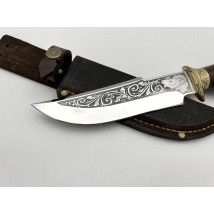 Нож ручной работы для охоты и рыбалки туристический «Архар»  275 мм с кожаными ножнами нескладной