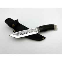 Нож ручной работы для охоты и рыбалки туристический «Охотник» с кожаными ножнами нескладной