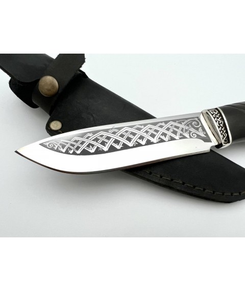 Нож ручной работы для охоты и рыбалки туристический «Охотник» с кожаными ножнами нескладной