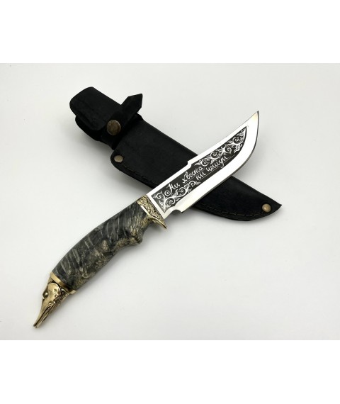 Нож ручной работы для охоты и рыбалки туристический «Щука» с кожаными ножнами нескладной