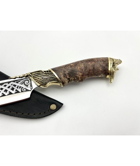 Нож ручной работы для охоты и рыбалки туристический «Пират» с кожаными ножнами нескладной